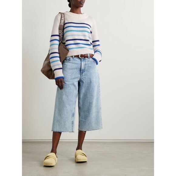 LA LIGNE Mini Marin Striped Sweater In Creamblue Multi XL - Picture 13 of 13
